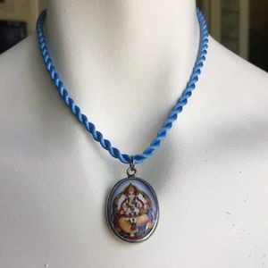 Silver & Enamel GENESH India Hindu Necklace